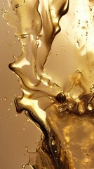 Golden Elegance: Close-Up of Liquid Flow and Body Art