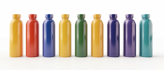 Colorful bottle mockup, 3d render