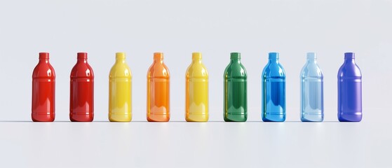 Colorful bottle mockup, 3d render
