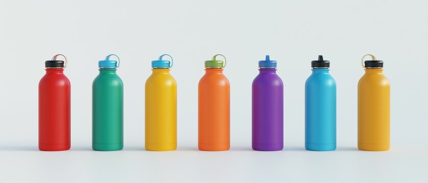 Colorful bottle mockup, 3d render