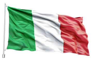 Italys flag flutters gracefully in the wind, proudly displaying its vibrant tricolor design