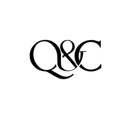 Initial Letter Logo with ampersand Vector QC