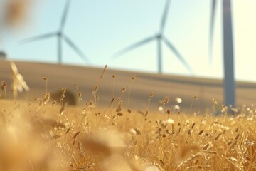 Wind turbines grassland outdoors nature - obrazy, fototapety, plakaty