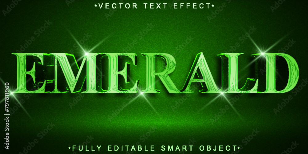 Poster green emerald vector fully editable smart object text effect