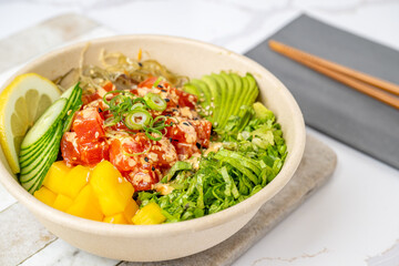 sushi, poke, bento food