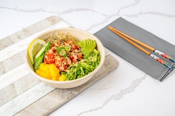 sushi, poke, bento food