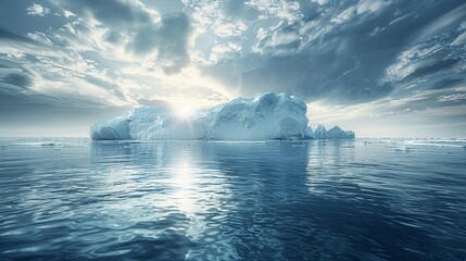 Crystalline icebergs, ethereal light, textured ocean view , Ideogram - obrazy, fototapety, plakaty