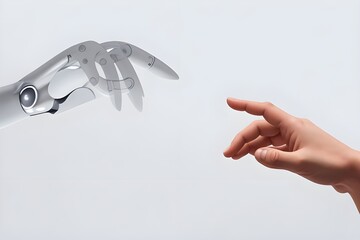 Robot hand touch men hand ai image free download