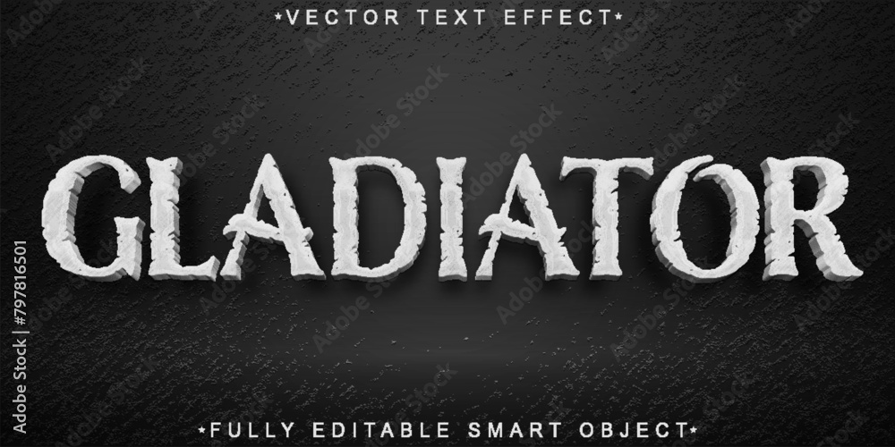 Poster worn white gladiator vector fully editable smart object text effect