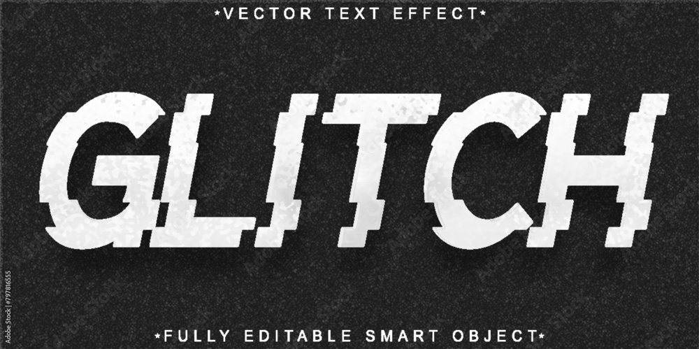 Poster screen error glitch vector fully editable smart object text effect