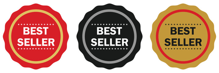 set of best seller stickers, badges, labels vector illustration. isolated on white background. vector template