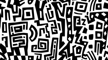 black and white pattern with shapes on it royalty free illustration geometric  intricate stenciled african tattoos ethnic seamless