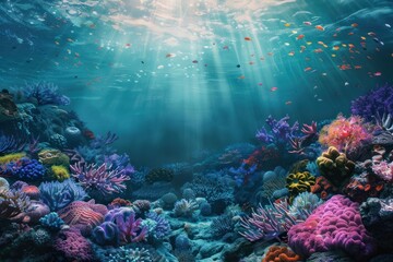 Naklejka na ściany i meble Tropical coral reef backgrounds underwater outdoors.