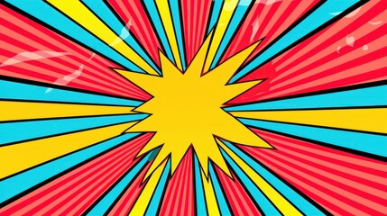 Colourful black and white comic book radial rays, lines. Comics background with motion, speed lines. Pop art style elements. Vector illustration