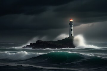 lighthouse at night - Powered by Adobe