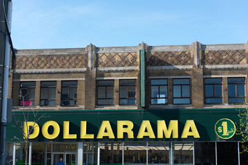 Obraz premium facade and sign of Dollarama located at 2890 Dundas Street West in Toronto's Junction neighborhood