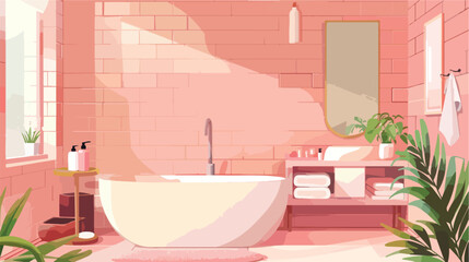 Interior of modern bathroom with cosmetic supplies vector