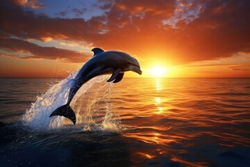 Obraz premium Beautiful dolphin outdoors jumping animal.