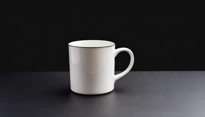 Obraz premium Close-up of ceramic white cup on isolated black background. Tea or coffee mug. Drink ware. Mock up.