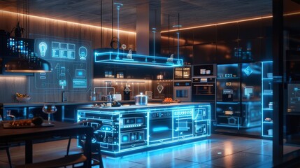 Fototapeta premium A connected home ecosystem controlling appliances and devices with 5G