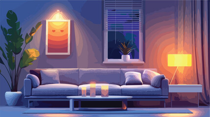 Interior of modern living room with grey sofa coffee