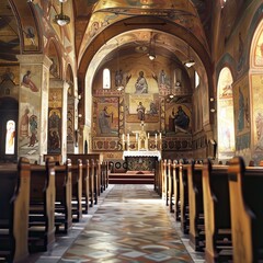 Fototapeta premium Ancient Style Church interior 