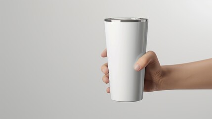 White tumbler mockup, thermal insulation bottle, 3d render