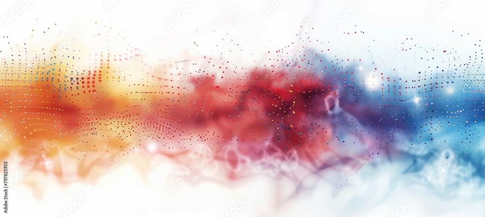 Poster Colorful abstract particles technology background. Generative AI technology.	
