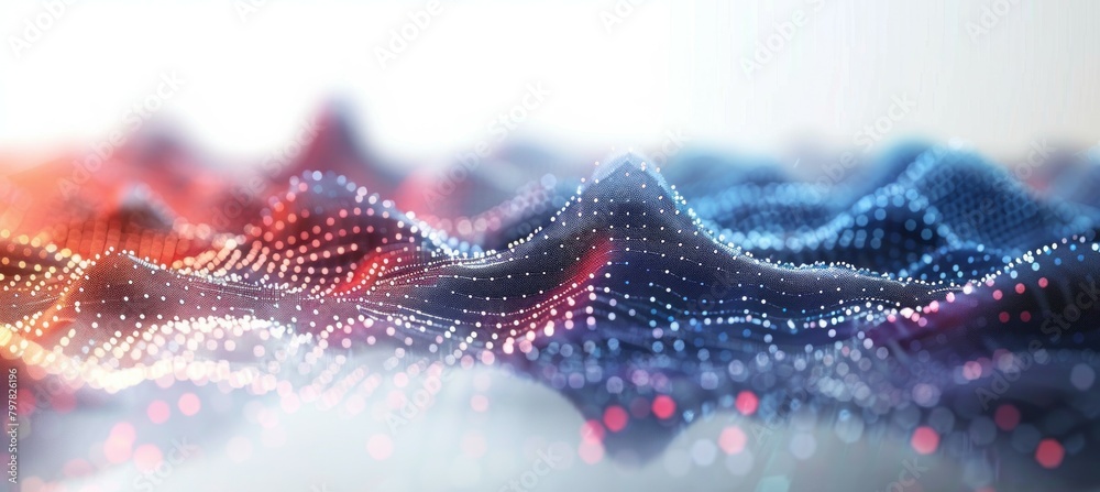 Aufkleber Wave data virtual particles. Digital cyberspace technology background. Generative AI technology.	
