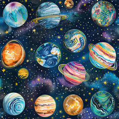 Boho Galactic Odyssey Celestial Tapestry - Space Pattern