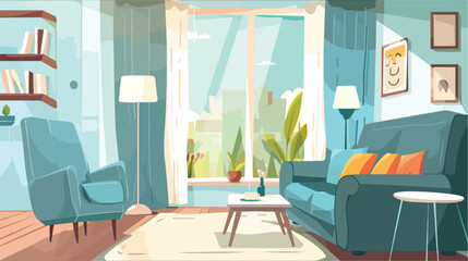 Interior of stylish living room with sofa and chair vector