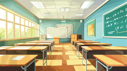 Interior of stylish modern empty classroom Vector illustration