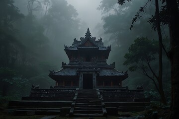 Naklejka premium chinese temple at night