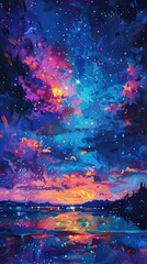Fototapeta premium Starry Night Reverie A Celestial Painting