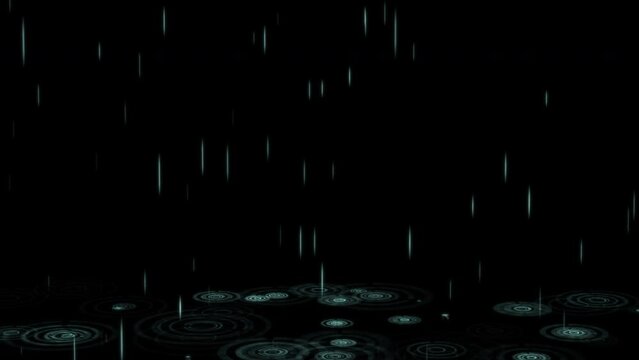 降ってきた雨が地面に当たり、水の波紋が広がる素材
Ripples of water spreading as rain falls and hits the ground