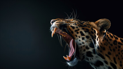 close up angry leopard