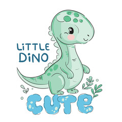 Hand drawn cute dinosaur vector cartoon character Kids summer spring print