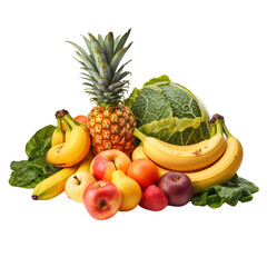 Bunch of fresh fruits and vegetables, isolated on white background © The Stock Guy