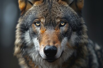 Fototapeta premium Wolf portrait. A beautiful wolf posing for the camera. Wild Life photography of a wolf.
