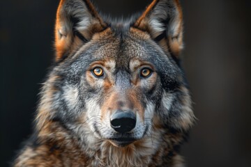 Obraz premium Wolf portrait. A beautiful wolf posing for the camera. Wild Life photography of a wolf.