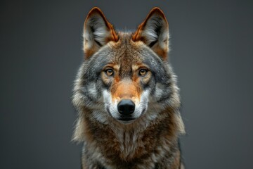 Obraz premium Wolf portrait. A beautiful wolf posing for the camera. Wild Life photography of a wolf.