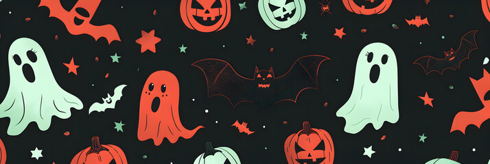 Numerous red and green ghosts. bats