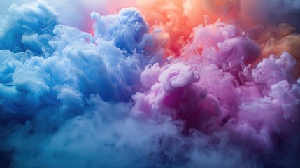 Generative AI Illustration of colorful smoke horizontal flow isolated on white background. Creative...