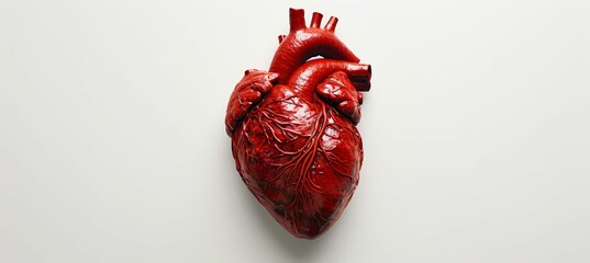Raw heart organ. Cardiovascular science biology. Generative AI technology.