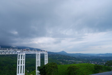 view of the Kemuning Hill glass bridge in Karanganyar