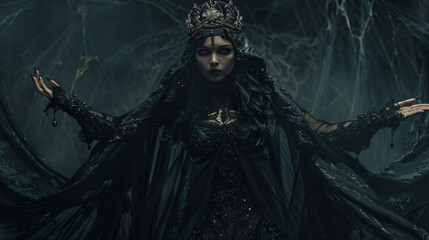 Art photo with noise. Halloween fantasy gothic woman 