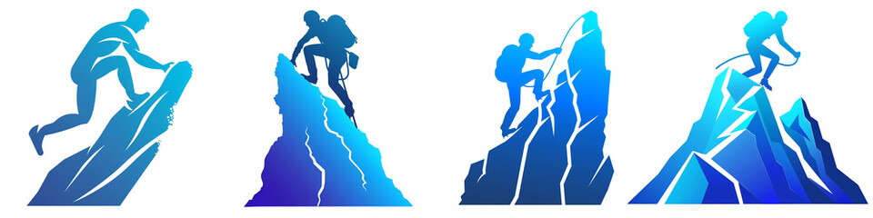 Fototapeta premium Climb clipart collection, symbol, logos, icons isolated on transparent background