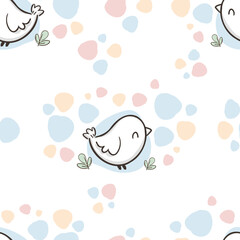 Vector cartoon bird seamless pattern cute  illustration kids print