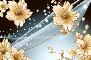 Elegant Golden Floral Wallpaper on Dark Background