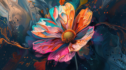 Colorful flower painting illustration